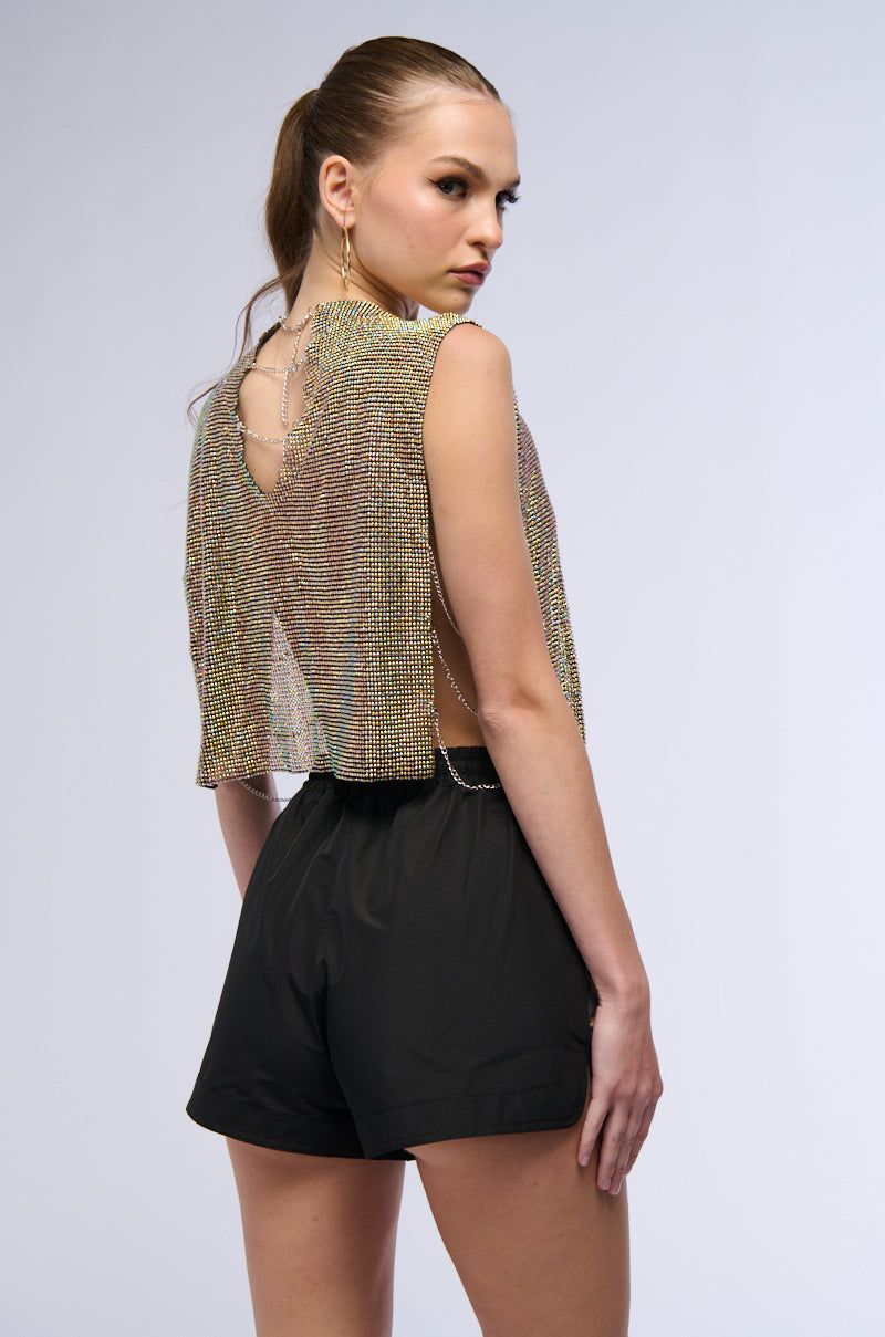 PARAGON RHINESTONE CHAIN MAIL TOP