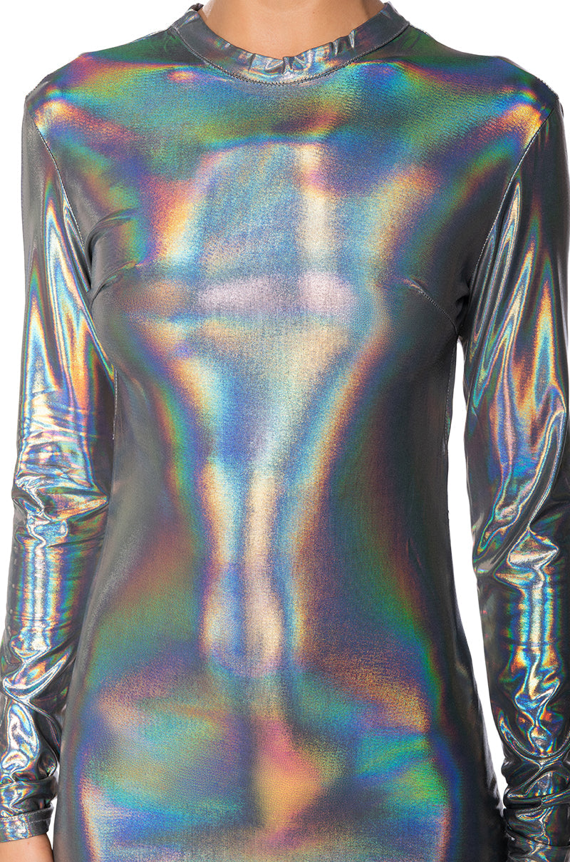 PARTY IN THE BACK METALLIC MINI DRESS