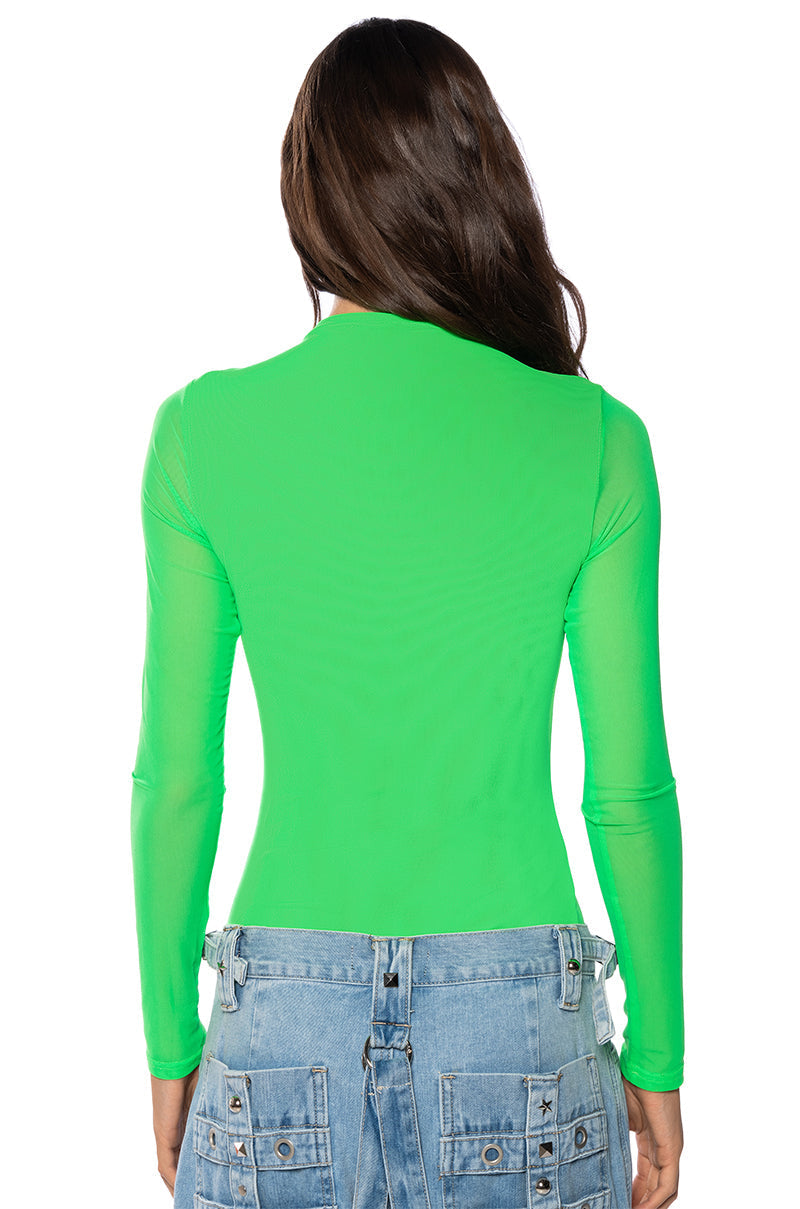 PAXTON SEXY DOUBLE MESH LONG SLEEVE BODYSUIT
