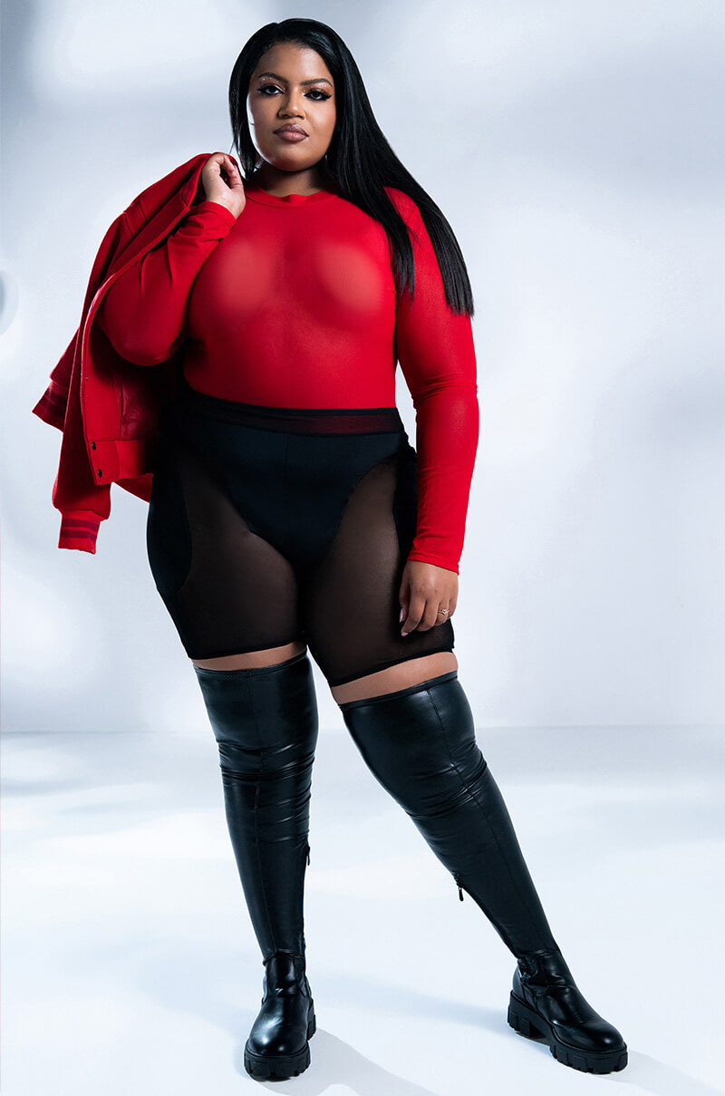 PAXTON SEXY MESH LONG SLEEVE BODYSUIT
