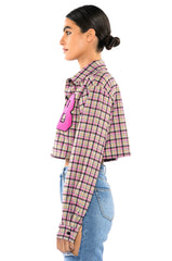 PLAID B LONG SLEEVE BLOUSE