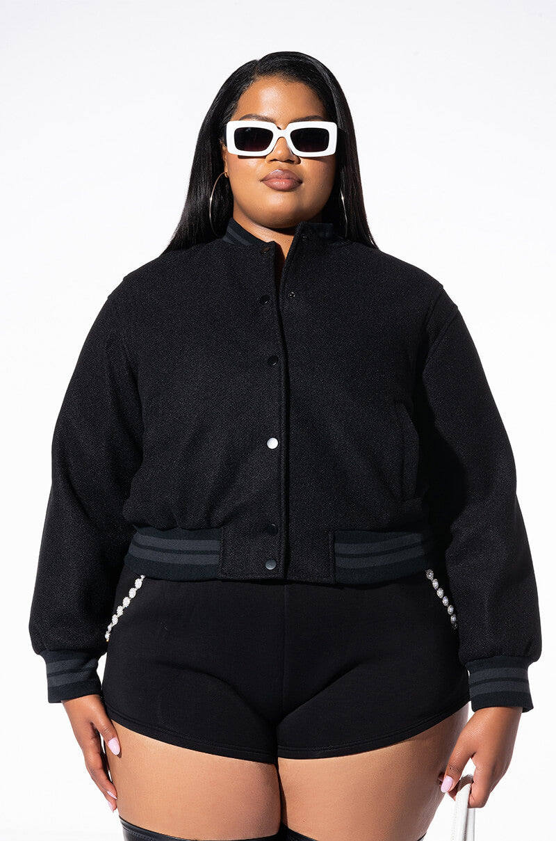 PLUS DAVIS EVERYDAY VARSITY BOMBER