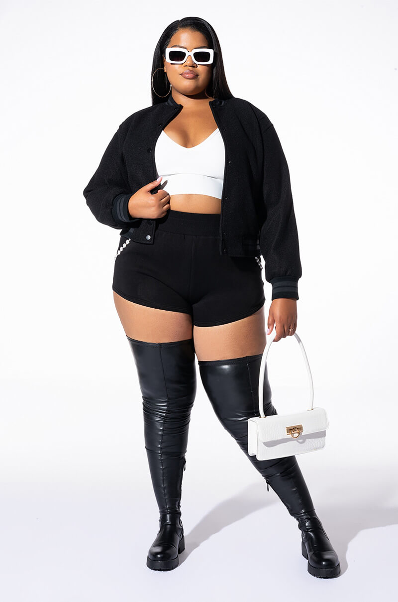 PLUS DAVIS EVERYDAY VARSITY BOMBER