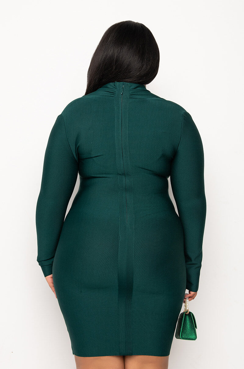 PLUS CELESTE LOW V BANDAGE MIDI DRESS