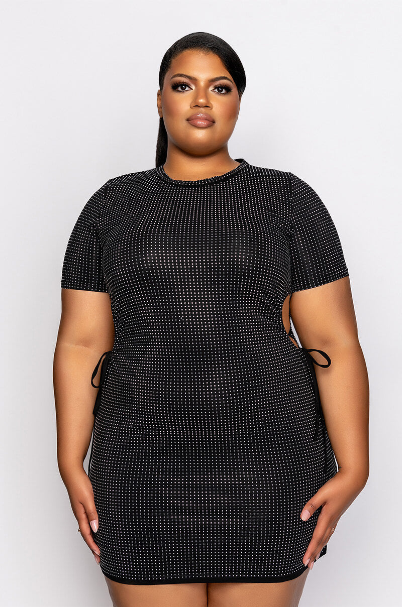 PLUS LEVEL UP T SHIRT DRESS WITH SIDE CUT OUT