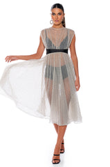 DAPHNE NUDE SEE THROUGH MIDI DRESS