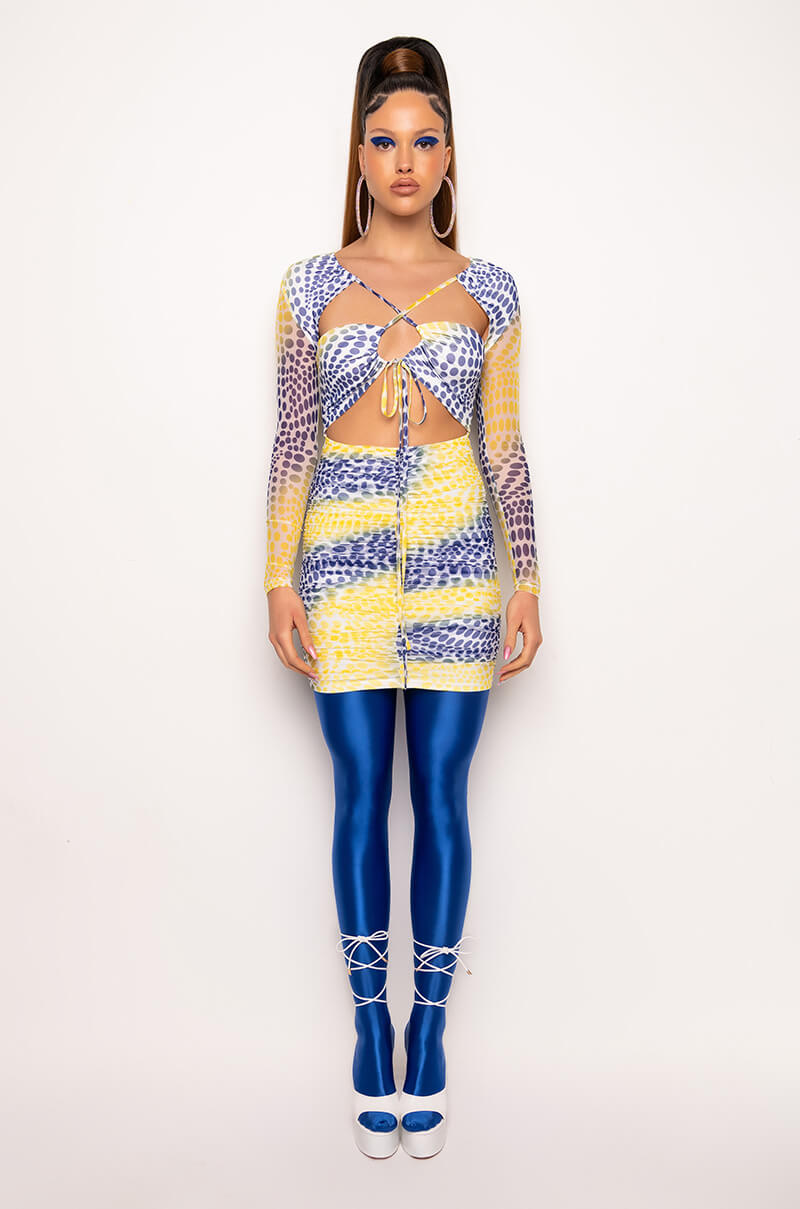 QUEEN SLAY MINI MESH DRESS WITH CUT OUTS