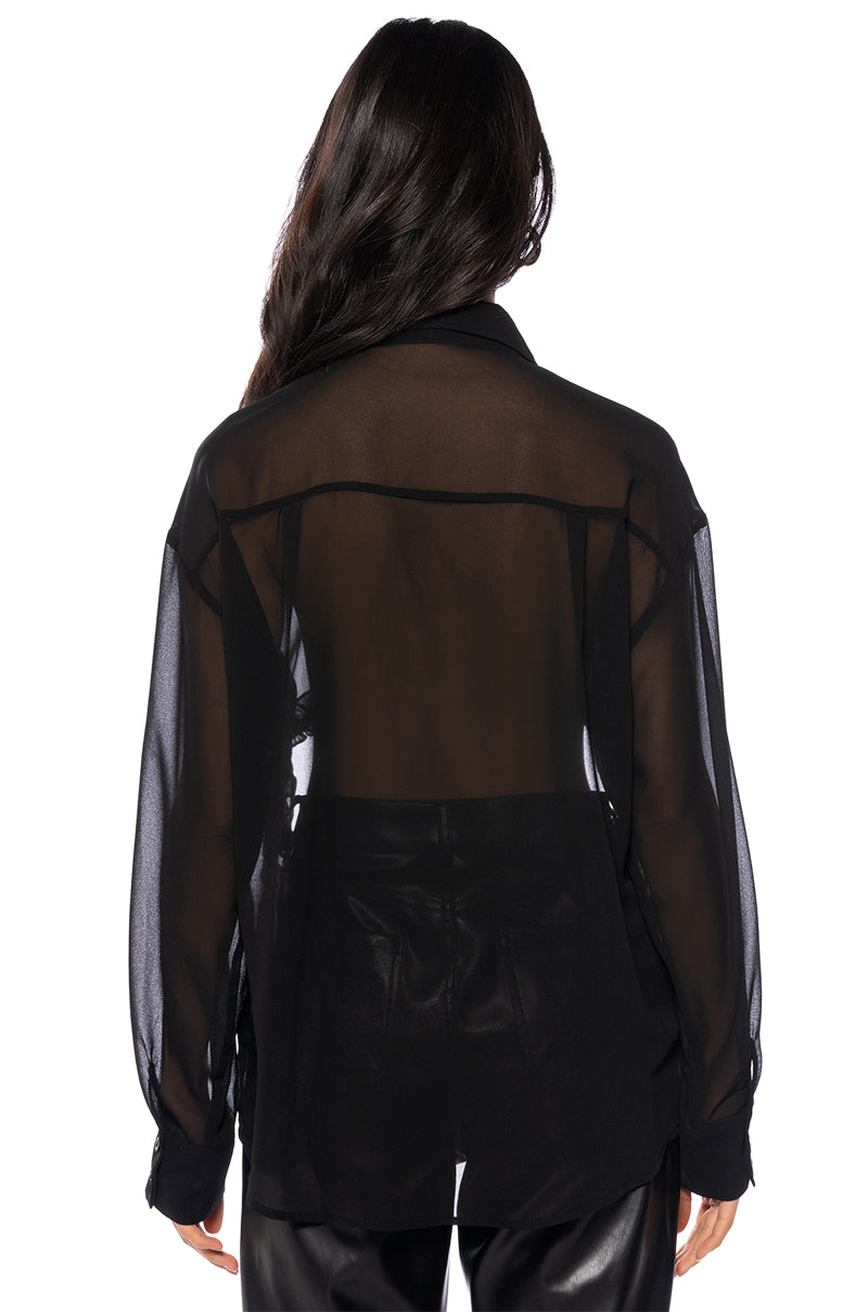 QUINN CUTOUT TEXTURED BUTTON DOWN BLOUSE