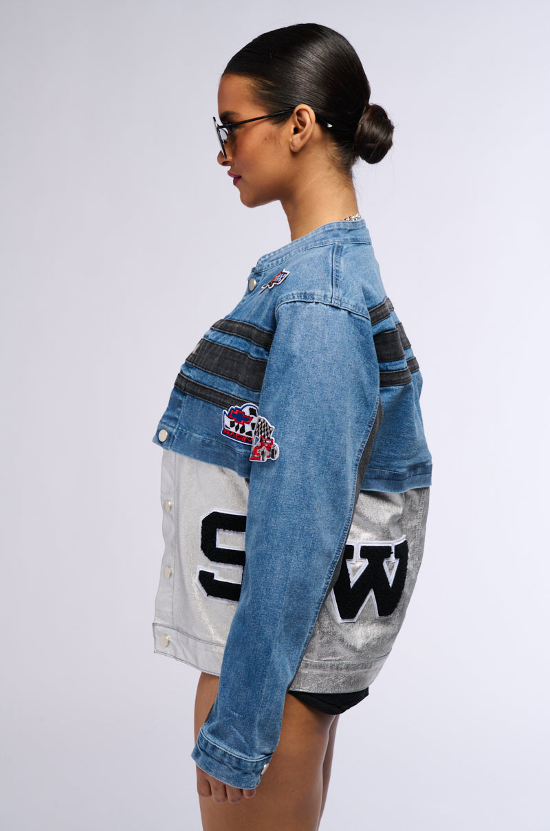 RACING QUEEN DENIM TWO IN ONE BOMBER