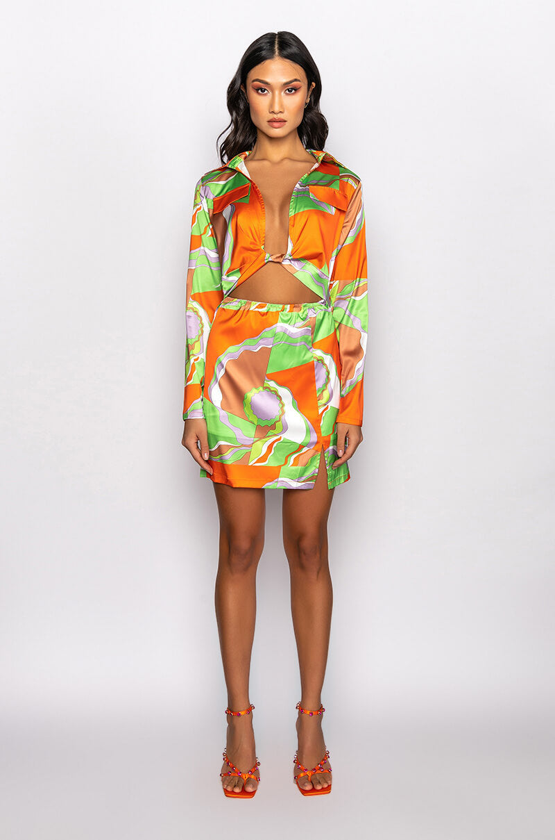 RETRO BABE STRETCH SATIN MINI DRESS