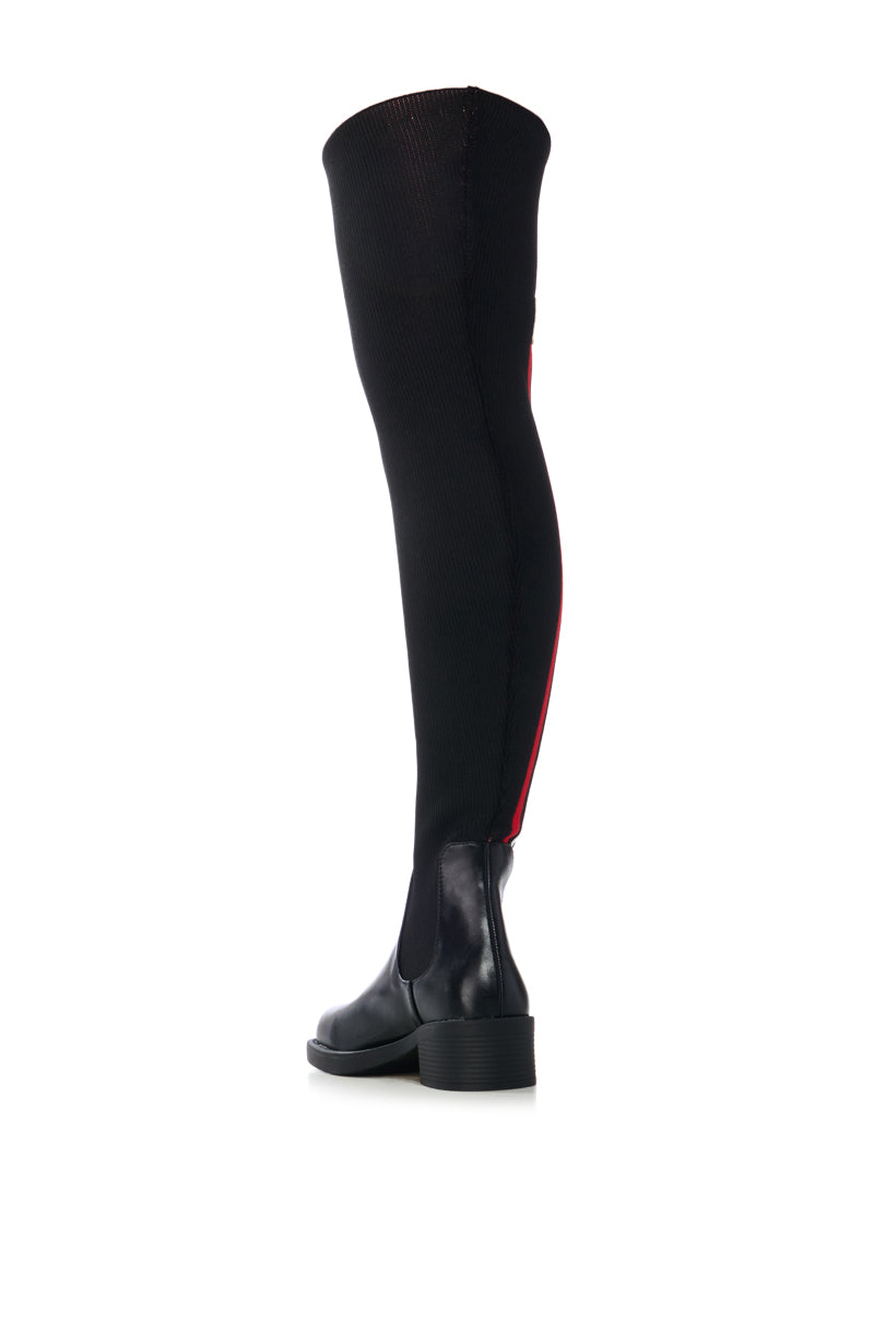 REVITUP BLACK AND RED OVER THE KNEE BOOT