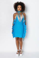 RICHES ON RICHES RHINESTONE DETAIL MIDI DRESS