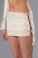 ROSIE FUR TRIM JACKET AND MINI SKIRT SET