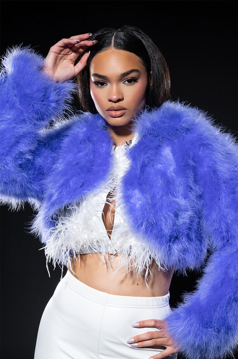 NEW QUINN CROPPED FEATHER JACKET