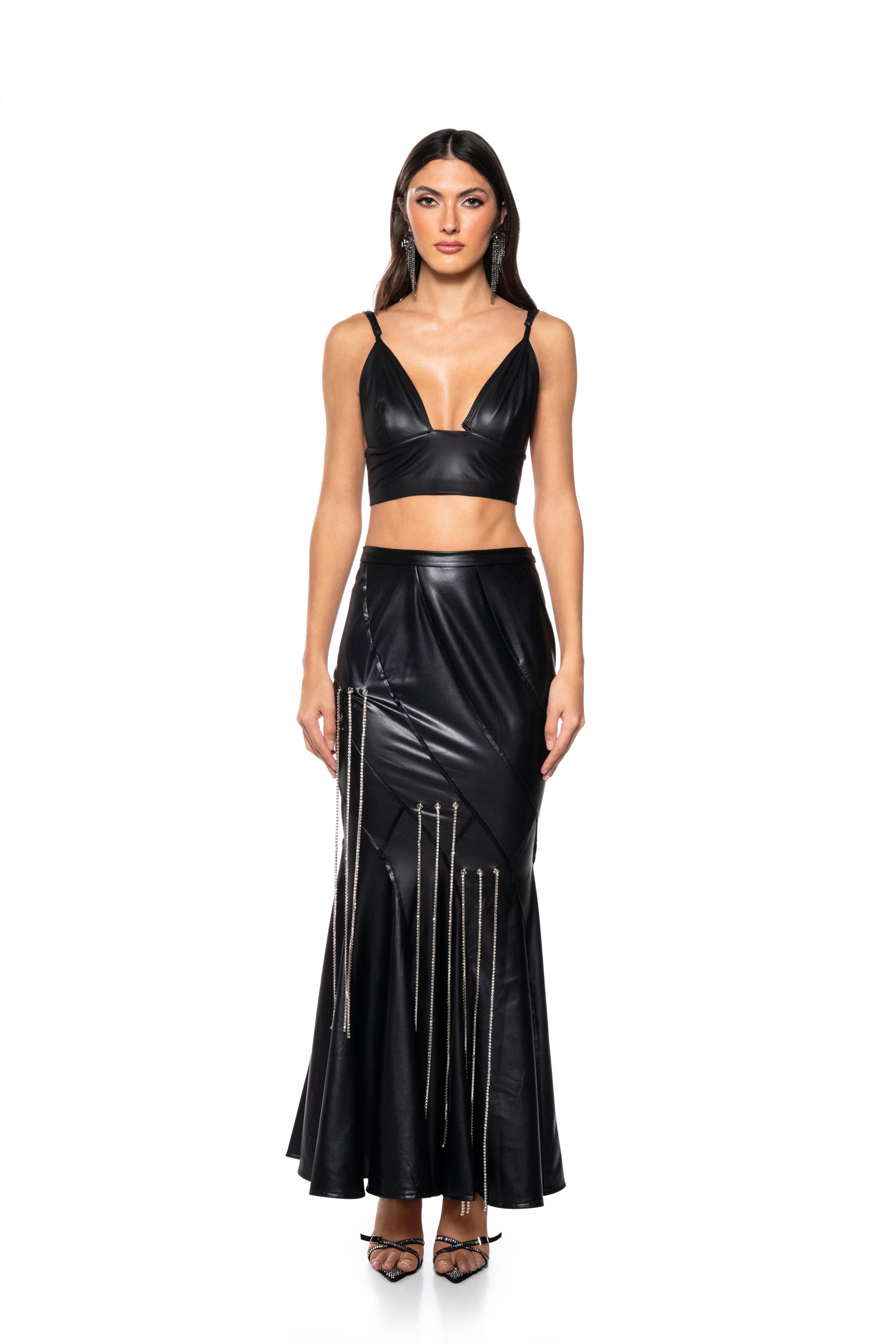 FRONT ROW EMBELLISHED MAXI SKIRT